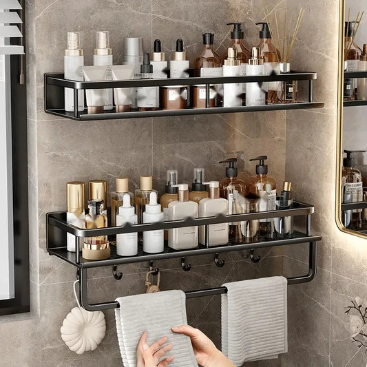 Black Wall-mounted Kitchen Shelves