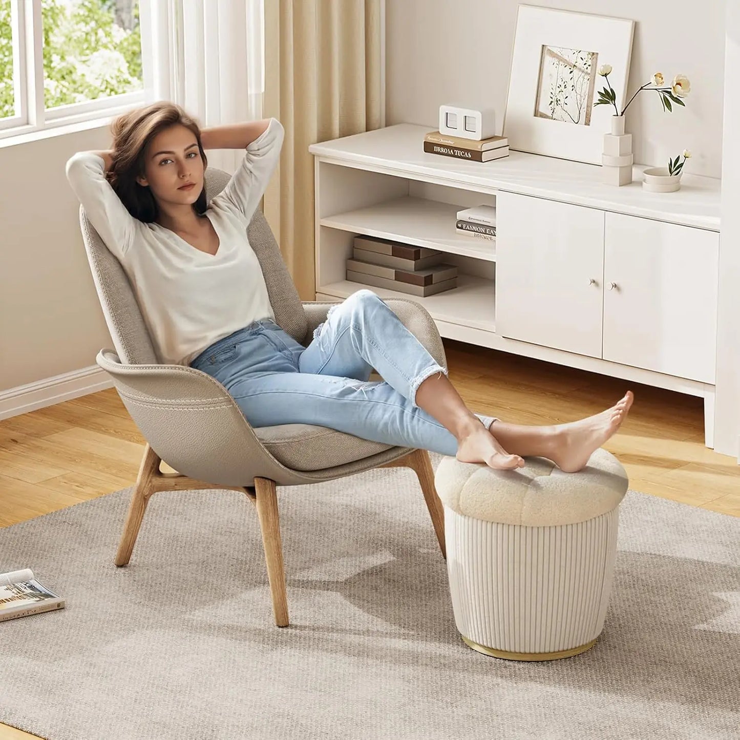 Cozy Cashmere Round Storage Ottoman