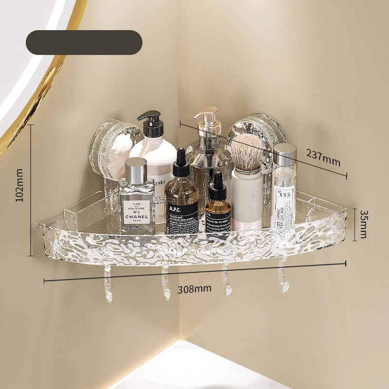 Elegant Glacier Suction Cup Bathroom Organizer