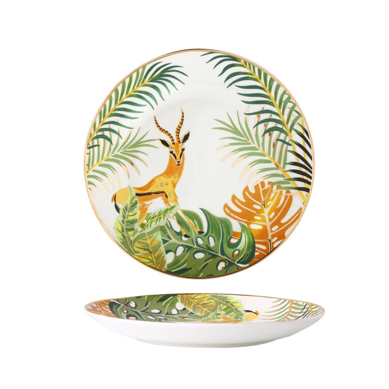 Forest Animal Pattern Ceramics Dinner Plates