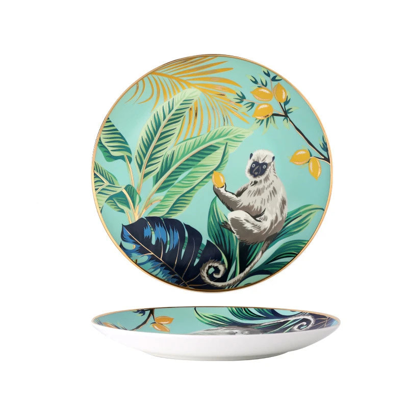 Forest Animal Pattern Ceramics Dinner Plates
