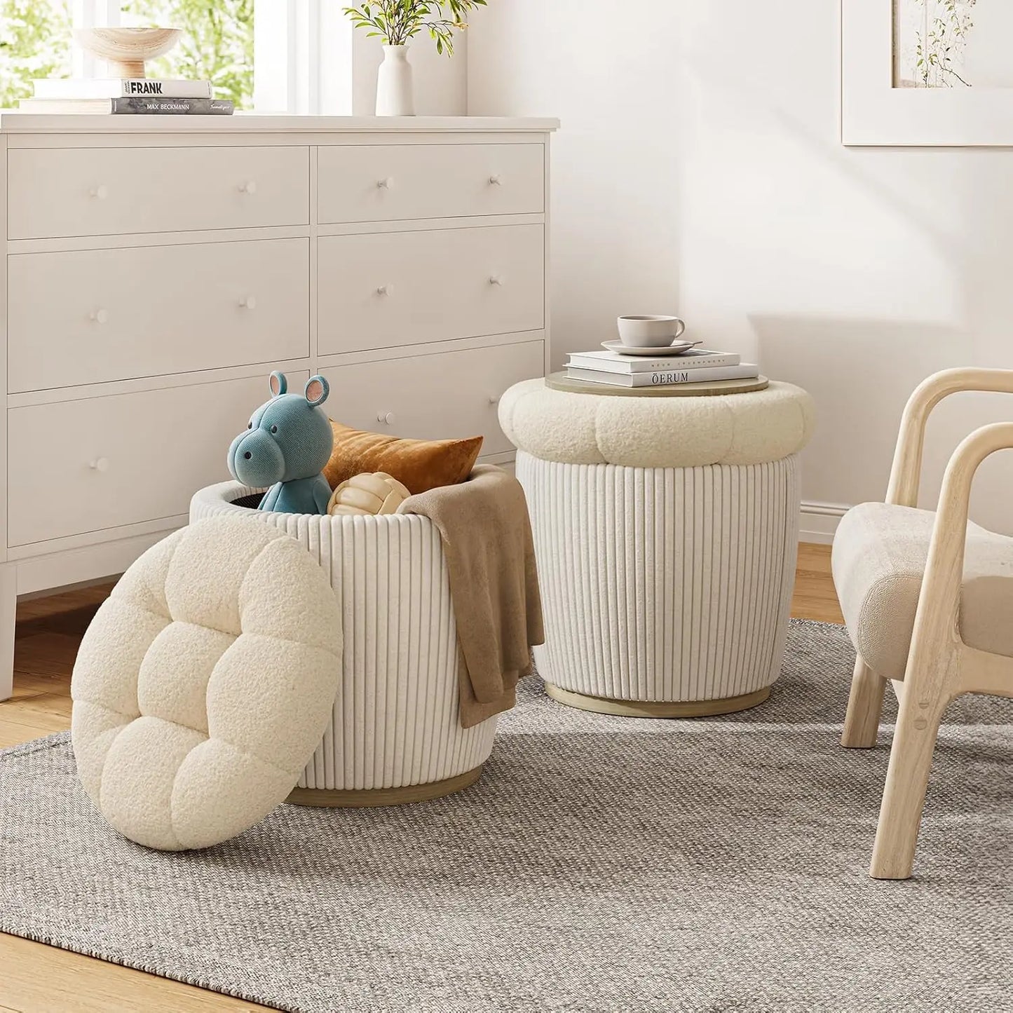 Cozy Cashmere Round Storage Ottoman