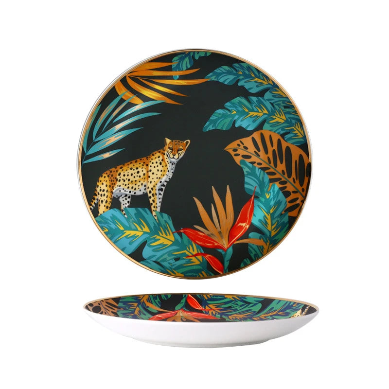 Forest Animal Pattern Ceramics Dinner Plates