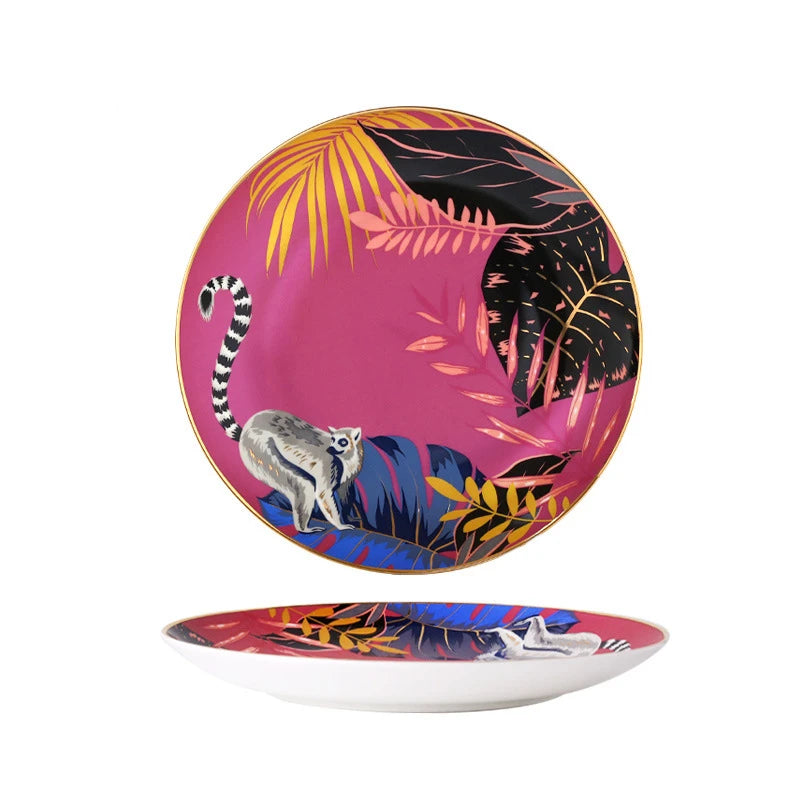 Forest Animal Pattern Ceramics Dinner Plates
