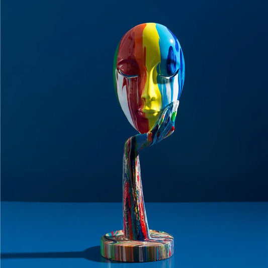 Creative Painted Colorful Woman Face Statues
